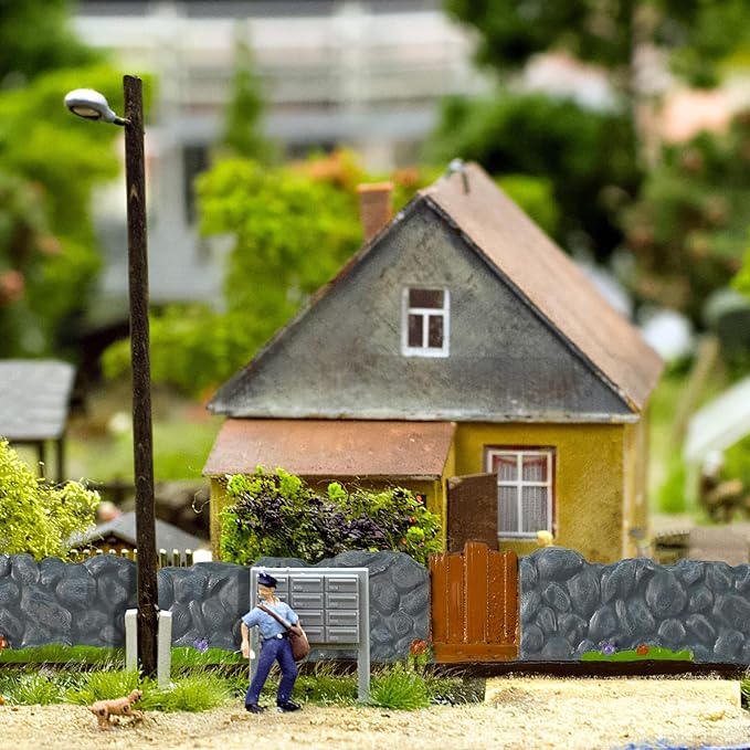 Warmtree Dungeon Walls 8 Pcs Miniature Stone Wall, Mini Fence Wall for Terrain Building Accessories Fairy Garden Resin Decorative Picket Fence Stone Wall DIY Wargame Terrain Model Diorama(Stone Walls)