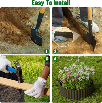 SnugNiture Corrugated Metal Garden Edging,12" x 20' Sturdy Lawn Edging Border,Landscape Edging Border for Lawn, Flower Bed,Garden and Yard(Black)