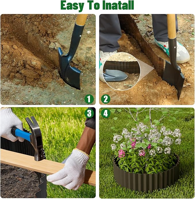 SnugNiture Corrugated Metal Garden Edging,6" x 40' Sturdy Lawn Edging Border,Landscape Edging Border for Lawn, Flower Bed,Garden and Yard