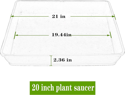 2 Pack Square Plant Saucer 20 22 Inch, Extra Large Plant Saucers, Heavy Plastic Water Tray Tor Plants, Planters for Indoors and Outdoors Plants, Deep Plant Trays for Pots (20 inch, Terracotta)