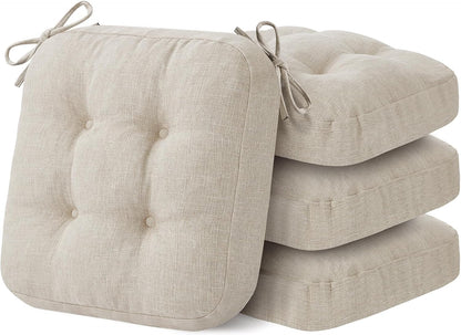 Chair Cushions, Memory Foam Dining Chair Cushions, Tufted Indoor Chair Pads, Set of 4, 16.5' x 16.5' x 3.5', Beige