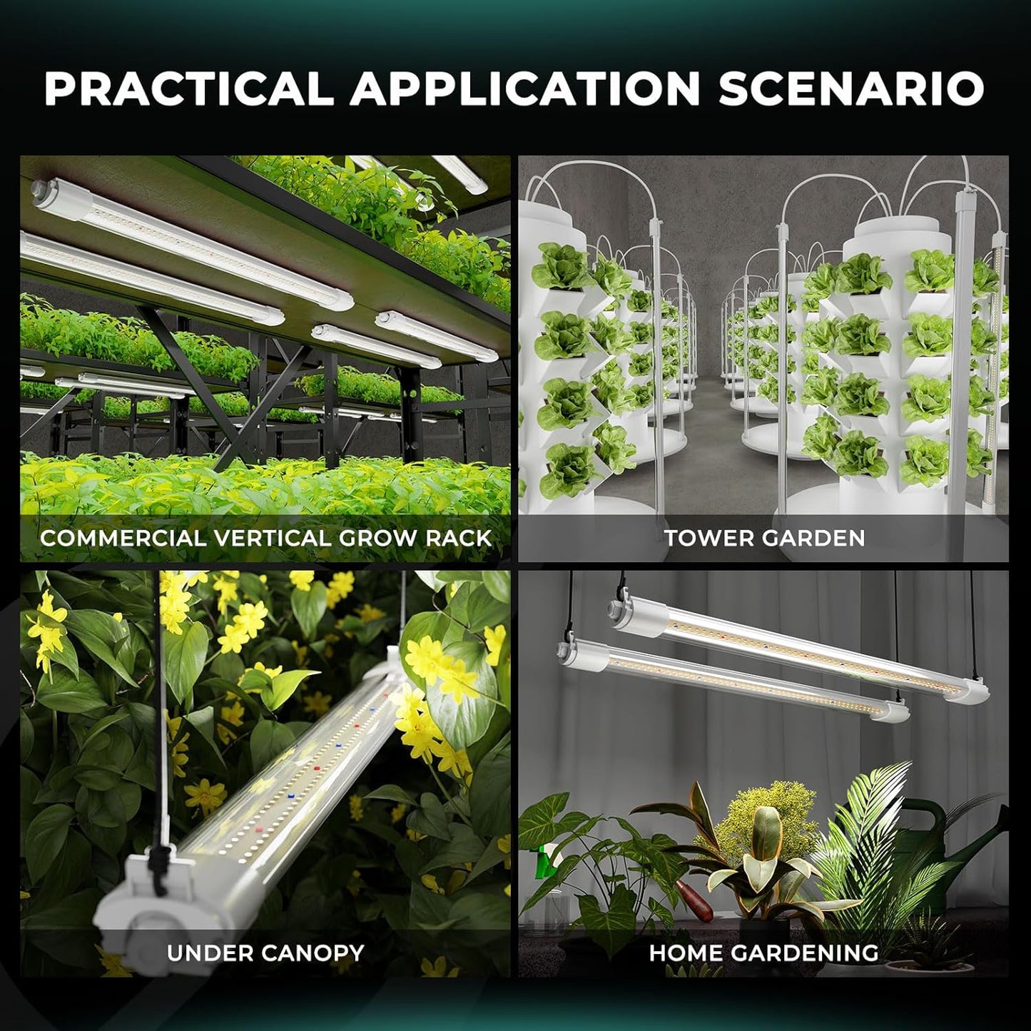 MARS HYDRO VG40, 2ft Grow Lights for Indoor Plants, 5000K Full Spectrum, 2x2 Coverage, IP65 Waterproof Linkable Under Canopy LED Plant Light Strip for Seedling Veg Flower, Plug and Play, 2-Pack 40W