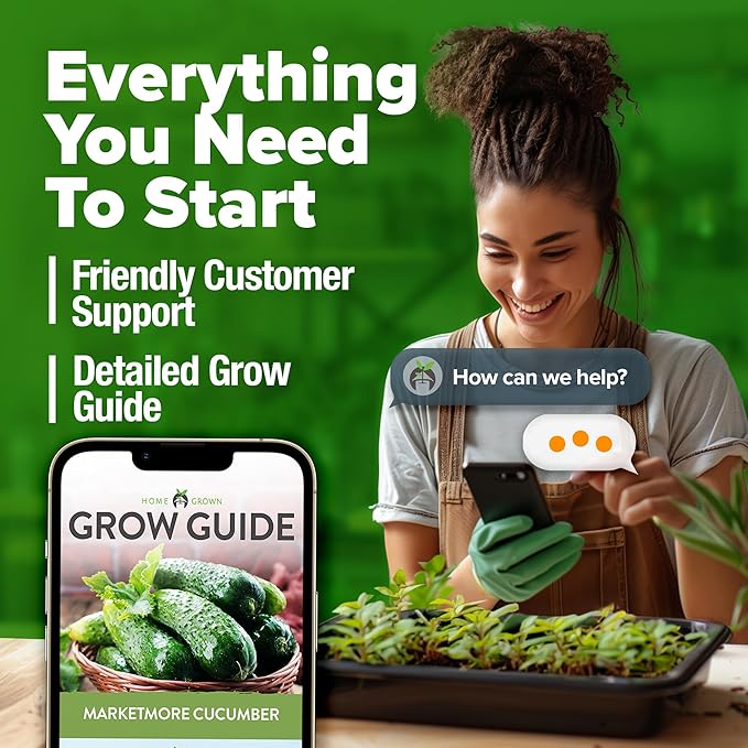 HOME GROWN 𝗨𝗦𝗔 𝗣𝗥𝗘𝗠𝗜𝗨𝗠 Organic Cucumber Seeds - 200 Marketmore Heirloom 𝗡𝗢𝗡-𝗚𝗠𝗢 Vegetable Seeds for Planting in Trellises, Raised Beds, Containers (Cucumis sativus)