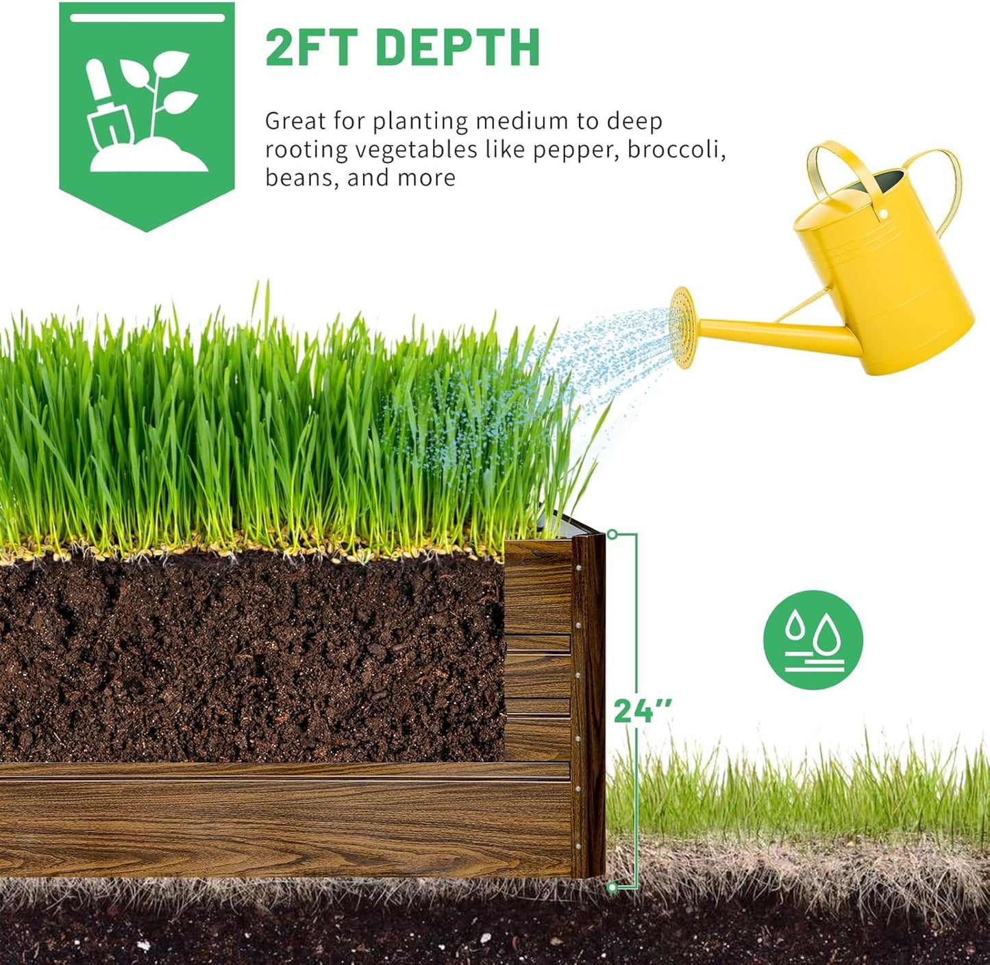 SnugNiture 4x2x2FT Raised Garden Bed Galvanized Planter Garden Boxes Outdoor, Deep Root Planter Raised Bed for Vegetables Flowers Herbs,Brown