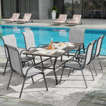 UDPATIO Patio Chairs Set of 6, Stackable Outdoor Dining Chairs with High Back, Breathable Textilene Fabric Outdoor Chair All Weather, 350LBS Capacity for Garden, Backyard (Light Grey)