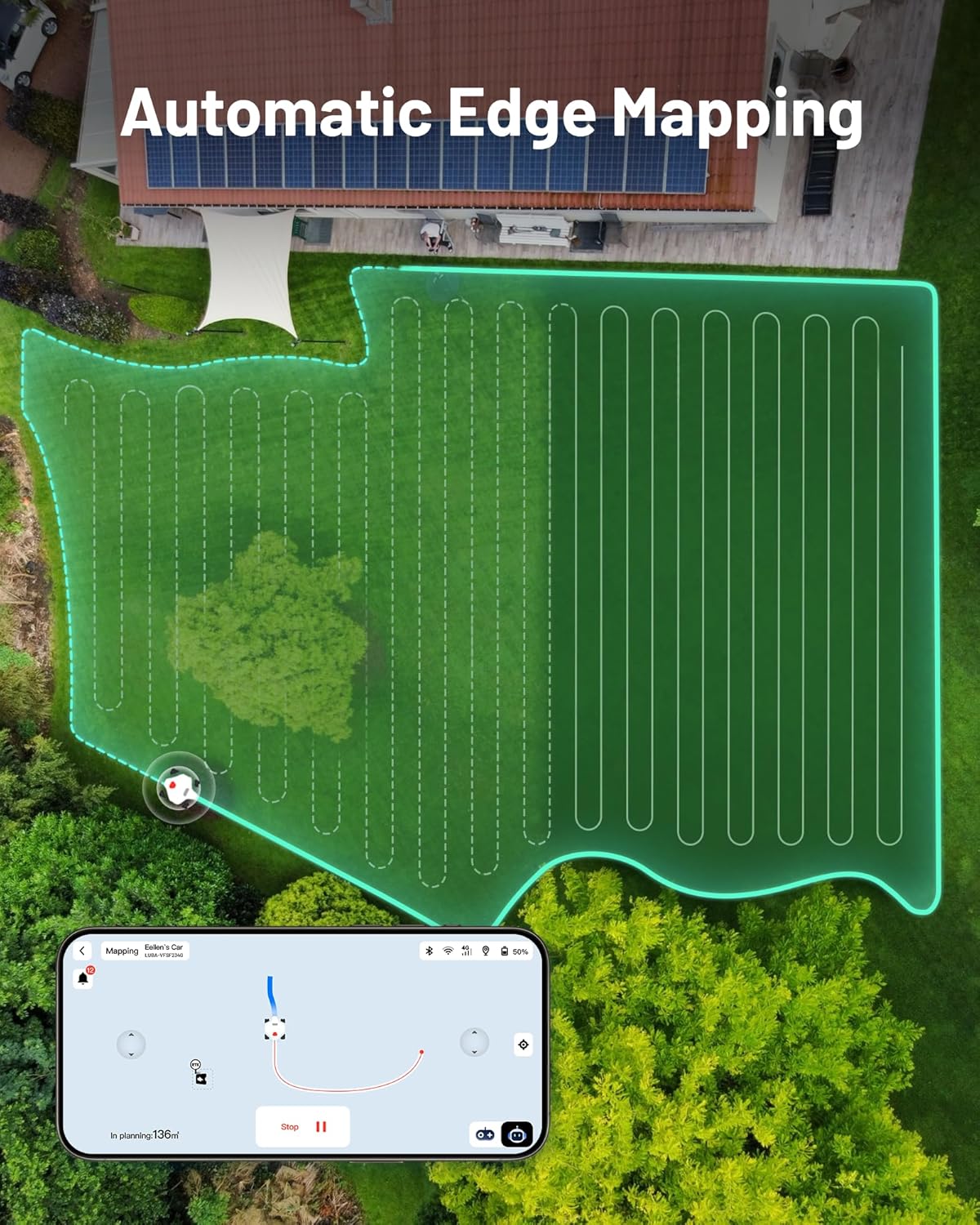 LUBA 2 AWD 3000X Robot Lawn Mower with 4G, Reception 0.75 Acre, Max. 0.89 Acre, All-Wheel-Drive for 80% Slope, UltraSense AI Vision & RTK Automatic Edge Mapping, 1.0"-2.7" Cutting Height