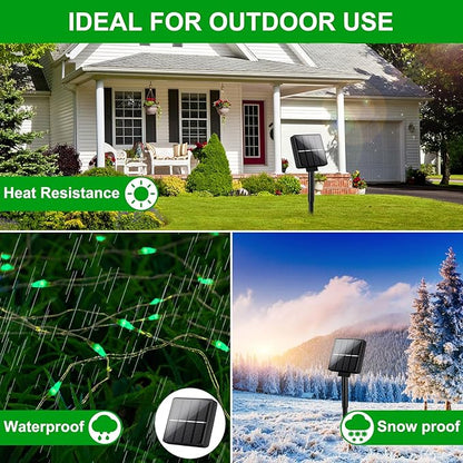 Brightever Outdoor Solar String Lights Waterproof, 2-Pack Total 80FT 200LED Solar Fairy Lights for Outside with 8 Lighting Modes, Solar Twinkle Lights for Yard, Christmas, Party (Green)