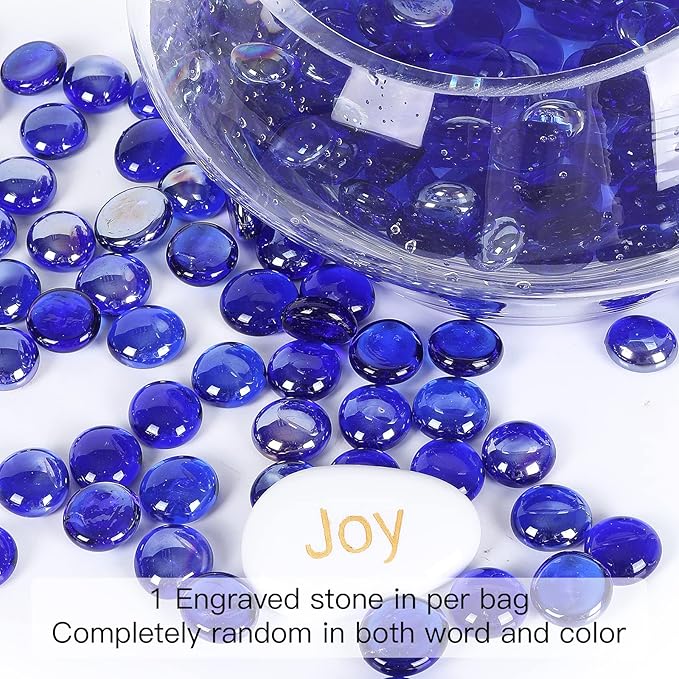 5LB Fire Glass Beads Flat Glass Marbles for Outdoor Fire Pit and Fireplace, Glass Gemstones for Vase Filler, Aquariums, Hydroponics Plants, Home Decor and Christmas DIY Craft, Cobalt