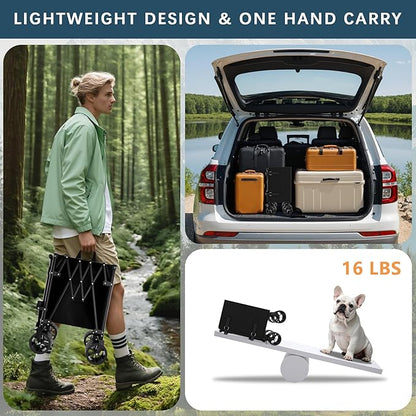 Favoyard Collapsible Wagon Carts Foldable 150L & 360LBS Folding Wagons w/All-Terrain Wheels & Brakes Portable Lightweight Utility Shopping Cart for Beach Grocery Sports Garden Camping Outdoor, Black