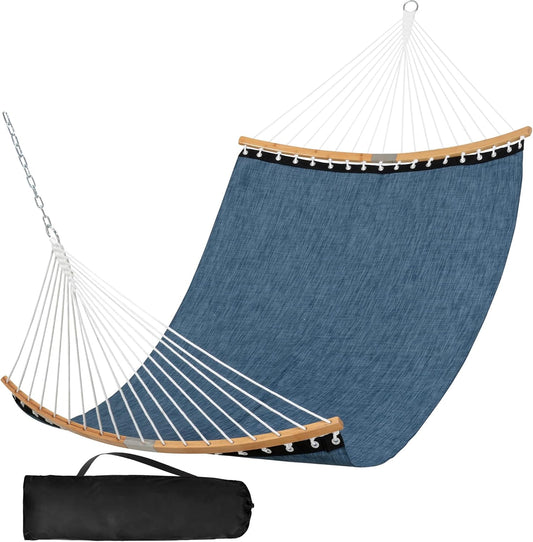 SUNCREAT Hammocks Two Person Tree Hammock, Heavy Duty Curved Bar Hammock for Poolside, Garden, Backyard, Patio, 450lbs Capacity, Navy