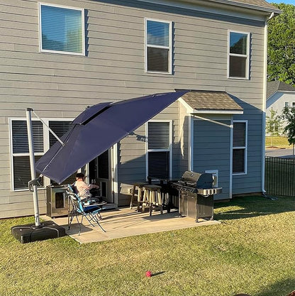 PURPLE LEAF 10ft Patio Umbrella Outdoor Square Umbrella Large Cantilever Umbrella Windproof Offset Heavy Duty Sun for Garden Deck Pool Patio, Navy Blue