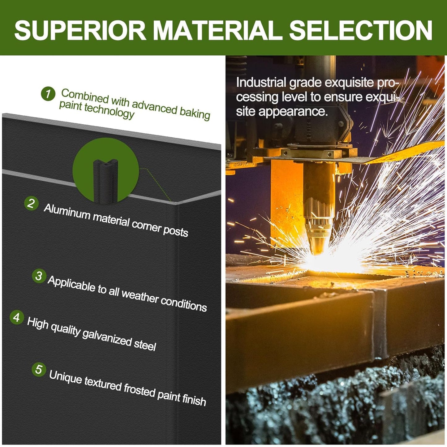 Planter Box Rectangular Block - 16×12×12IN Galvanized Steel Metal Long Box Planter Easy Installation Modern Outdoor Tall Planters All-Weather Use with Drainage Holes for Patio/Porch(Black)