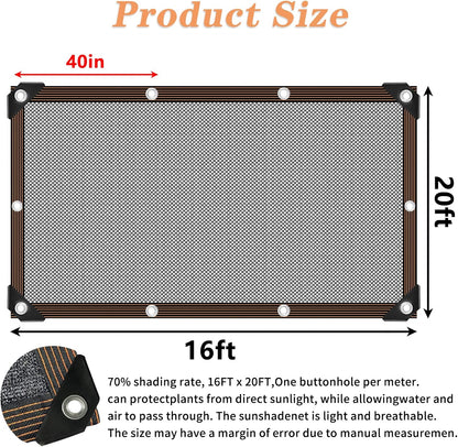 Shade Cloth - for Plants Greenhouse, 70% Sunblock Shade Sails -for Outdoor Garden Pergola Patio Lawn Sun Shade Cloths for Kennel Chicken Coop Easier to Hang Plant Shade Net Cover