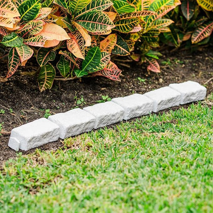 Beuta Landscape Edging | Garden Edging Border | No Dig Faux Stone Bricks & Spikes for Lawn Edging, Flower beds, Pathways & Yards – 1 Pack | Each Pack Has 6 Bricks 48" Lx 4" W x 2.25" H|Limewash