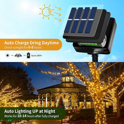 [6 Pack] Solar String Lights for Outside, 236 FT 600 LED Solar Twinkle Light Outdoor with 8 Modes & Memory Function, Waterproof Chrismas Lights for Xmas Tree Party Decorations (Warm White)