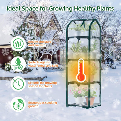 Ohuhu Mini Greenhouse for Indoor Outdoor, Small Plastic Plant Green House with Locking Wheels Portable Greenhouses with Durable Cover for Seedling, Ideal Gardening Gifts for Women Men Transparent