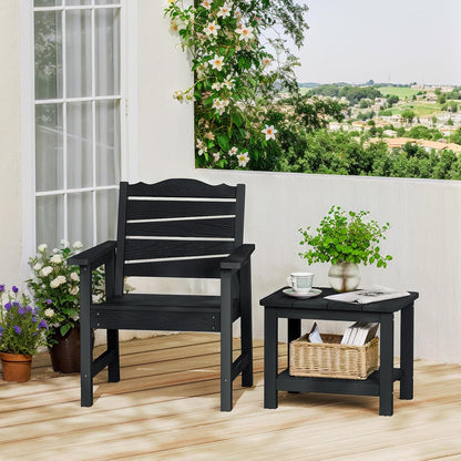 Patio Chairs Set of 2, Weatherproof HIPS Outdoor Dining Chair with Ergonomics Wide Seat, 400lbs Capacity Outdoor Chairs for Garden, Porch, Lawn & Backyard, Black