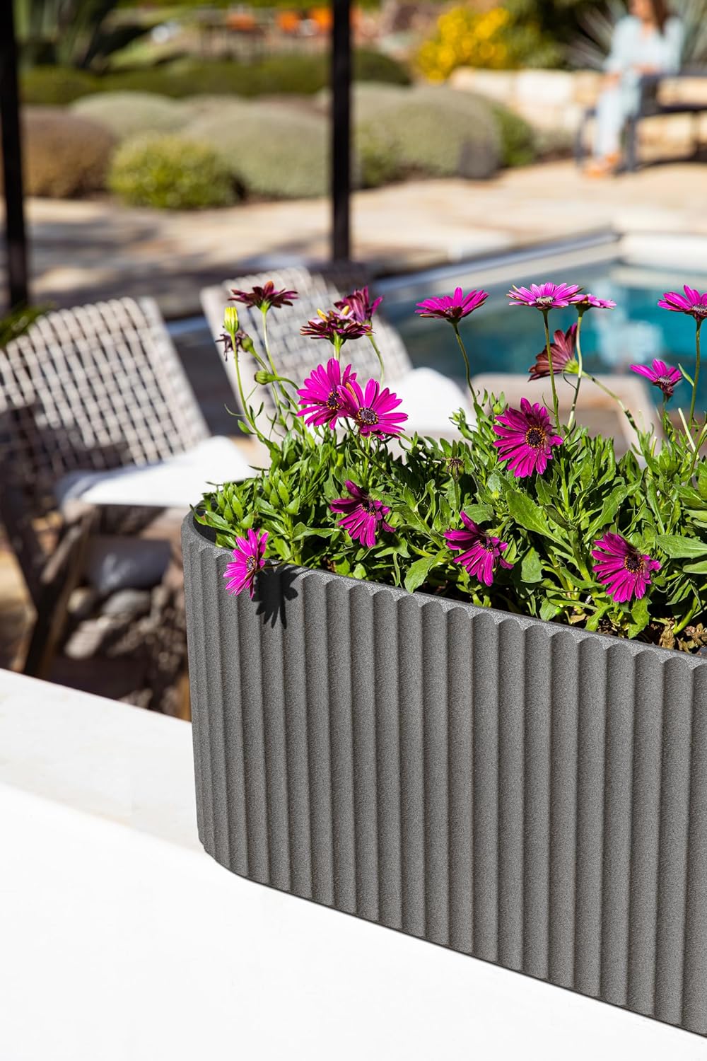Veradek Demi Series Window Box Planter - Long Planter Box for Windowsill/Balcony | Durable Plastic-Stone Composite Material | Modern Décor for Flowers/Herbs