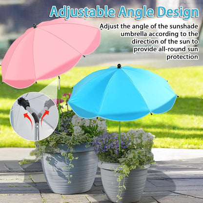 MJZ 2 Pack Plant Umbrellas for Outdoor Plants, 26" Garden Umbrella for Plants with Adjustable Angle, Plant Umbrella Provide Shade for Outdoor Plants Flower Pot Planting Beds (Pink, Blue)