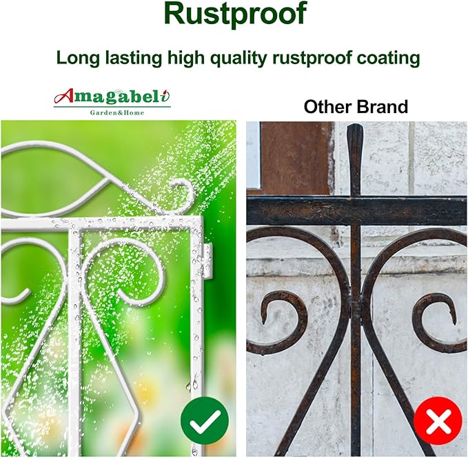 AMAGABELI GARDEN & HOME 5 Panels 24in(H)×10ft(L) Decorative Garden Fences and Borders for Dogs No Dig Rustproof Metal Fence Panels Garden Fence Edging Border Animal Barrier Fencing White