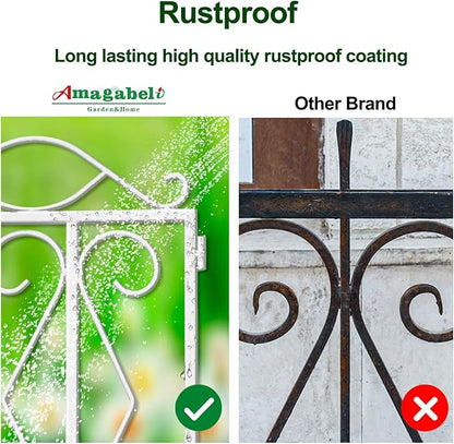 AMAGABELI GARDEN & HOME 5 Panels 24in(H)×10ft(L) Decorative Garden Fences and Borders for Dogs No Dig Rustproof Metal Fence Panels Garden Fence Edging Border Animal Barrier Fencing White