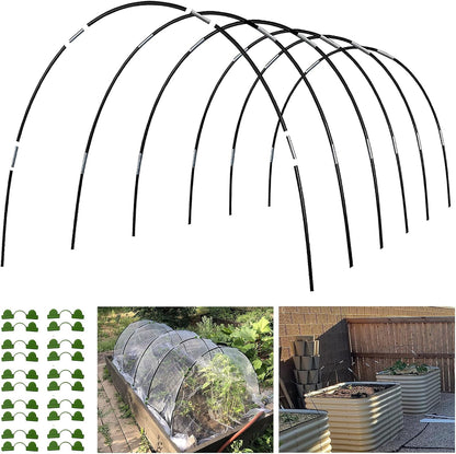 Garden Hoops Grow Tunnel, 6 Sets of 7FT Greenhouse Hoops for Raised Beds, Rust-Proof Fiberglass Frame for Garden Netting, Small Greenhouse Kit, Shade Cloth, Plant Row Covers, 30pcs