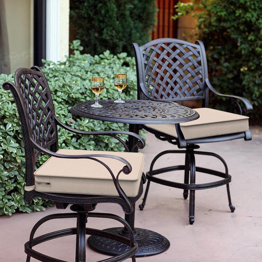 LVTXIII Patio Chair Cushions 19"x19"x3", Water-Repellent Outdoor Seat Cushions for Patio Furniture, Square Chair Pads with Ties for Home Garden Decoration, Set of 2, Beige