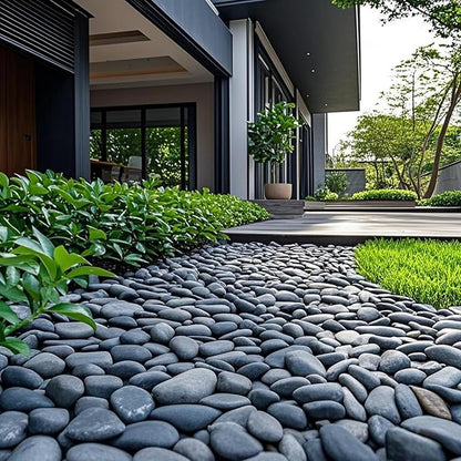 10 lbs Black River Rocks, 1-2 Inch Black Stones Pebbles for Plants, Landscaping, Garden, Aquarium, Backyard and Indoor Water Fountains