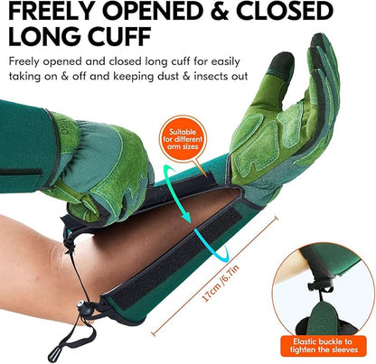 Vgo... Safety Work Gloves,Unisex,Gardening,Long Sleeves Gauntlet,Puncture-proof,Thorn Proof,Touchscreen(1 Pair,Size XL,Green,SL7477)