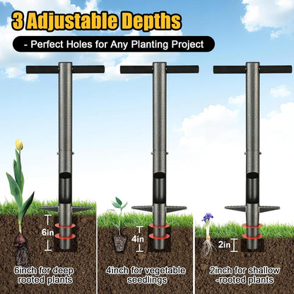 Bulb Planter Tool - 34" Long Handle Sod Plugger Lawn Digger,Auto Plug Eject,Heavy Duty Yard Garden Plant Hole Pluggers for Grass,Tulip Flower ,Soil Transplant Plugging,Turf Repair Transplanting