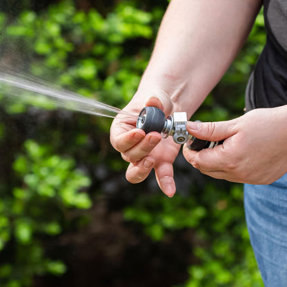 Garden Hose Reel Retractable 5/8" x 50ft Wall Mounted Hose Reel Automatic Rewind, Any Length Lock with 9 Patterns Sprayer Nozzle, Quick Connector and Adjustable shot Nozzle- Tidepool Blue