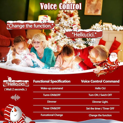 Voice Control 88ft 240LED Smart Christmas String Lights Outdoor/Indoor | String Lights Plug in with Remote, 12Modes, 7Voice Commands & Timers, Christmas Twinkle Light for Xmas Tree Decor (Cool White)
