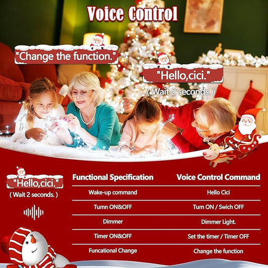 Voice Control 88ft 240LED Smart Christmas String Lights Outdoor/Indoor | String Lights Plug in with Remote, 12Modes, 7Voice Commands & Timers, Christmas Twinkle Light for Xmas Tree Decor (Cool White)
