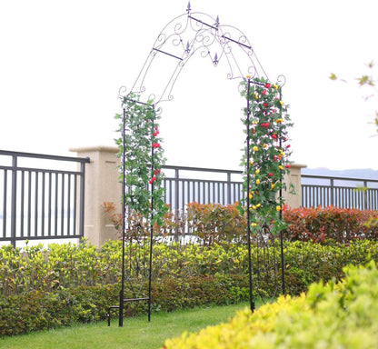 Steel Garden Arch, 8'1" High x 4'2" Wide, Garden Arbor for Various Climbing Plant, Outdoor Garden Lawn Backyard