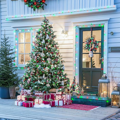 JMEXSUSS 2 Pack Red White and Green Solar Christmas Lights, Total 400 LED 151FT Solar String Lights Outdoor Waterproof, 8 Modes Solar Lights for Outside Tree Patio Christmas Decorations