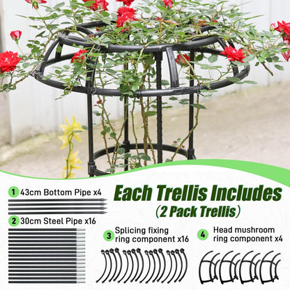 Garden Trellis for Climbing Plants, 2 Pack 65 Inch Mushroom Top Trellis for Climbing Plants, Plant Trellis Support for Potted Plants Climbing Vine Rose Clematis Vegetable Outdoor Indoor