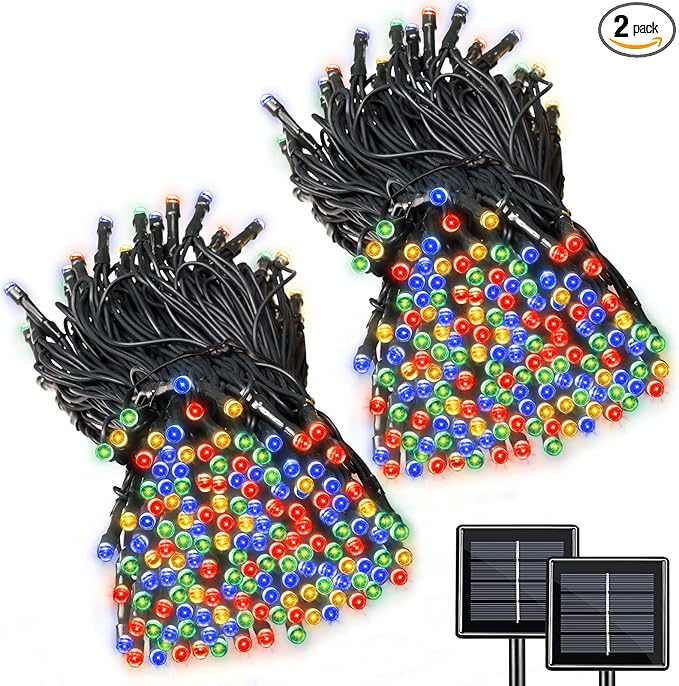 2 Pack Super-Long Solar String Lights Total 170Ft 480 LED 8 Modes Outdoor Waterproof Solar Powered Christmas Fairy Lights for Xmas Tree Garden Home Lawn Wedding Party Decor (Multi Color)