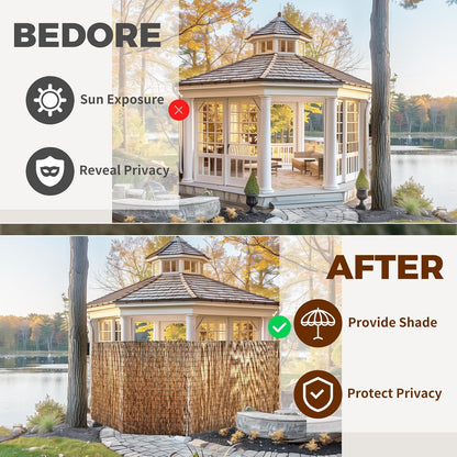 Natural Reed Fencing, Eco-Friendly Reed Fence, 4 feet High x 16.44 feet Long, Reed Screen for Backyard Patio Garden and More,Brown