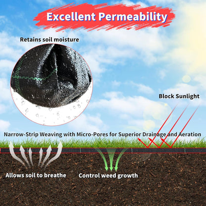 3ft x 300ft Landscape Fabric -Heavy Duty Weed Barrier Fabric for Landscaping, Weed Blocker Cloth,Geotextile Fabric for Garden, Driveway & Ground Cover, Garden Weed Mats,Grid Design