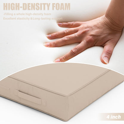 Patio Chair Cushions 18.5 X 16 X 4 Inch Waterproof Outdoor Seat Cushions for Patio Furniture, Outdoor Sofa Couch Pads with Ties & Handle, Set of 2, Sand