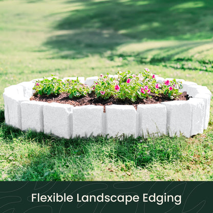 Beuta Landscape Edging | Garden Edging Border | Faux Stone Block XL for Lawn Edging, Flower Beds & Yard Edging – 40 Pack | Each Section Has 6 Blocks 48" L x 4" W x 9.5" H | 120 Spikes | Limewash
