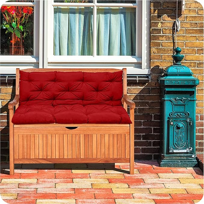 Replacement Cushions for Outdoor Swing, Outdoor Cushions for Patio Furniture with Backrest, Waterproof Thicken 4" Porch Swing Cushions, for Outdoor Patio Garden Furniture(Red 40 * 47 in)