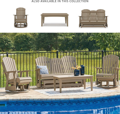 Signature Design by Ashley Hyland Wave Casual Weather Resistant HDPE Outdoor Swivel Glider Chair, Light Brown