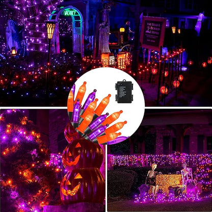 Dazzle Bright Battery Operated 50 LED Mini String Lights (Purple & Orange, 1 Pack)