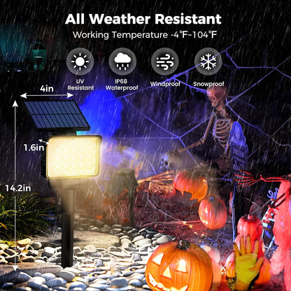 Solar Spot Lights Outdoor Waterproof for Flag, Tree, House, Garden, Yard, Landscape Spotlights for Accent Uplighting Halloween Christmas Decorations-1 Pack