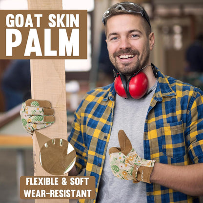 HLDD HANDLANDY Work Gloves for Women and Ladies, Leather Gardening Gloves Flexible Mechanic Working Gloves