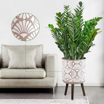 12 Inch Planter with Stand Mid-Century Tall Planter with Legs for Indoor Outdoor Plants