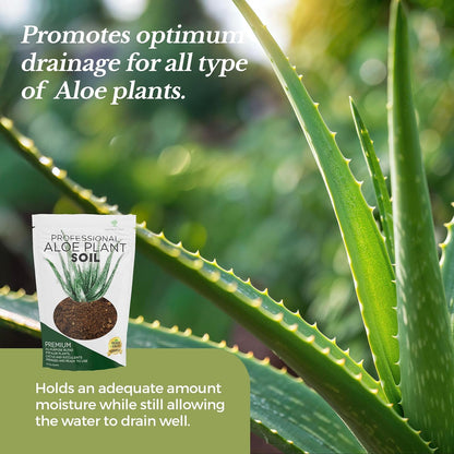 Professional Aloe Plant Soil | Premium All Purpose Blend | Large 2.2 Quarts | Ready to Use for Aloe, Cactus, Succulent Plants | Pinebark, Peat, Course Sand | Made in USA