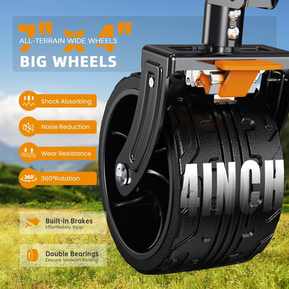 Foldable 50''L Extra Long Double Decker Wagon for Sport, 400L Collapsible Heavy Duty Wagon Cart with Big Wheels, Utility All-Terrain Large Extender Cart for Outdoors, Light Blue