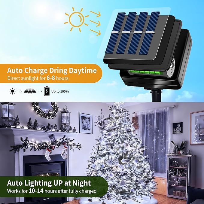 [6 Pack] Solar Christmas Lights Outdoor, 236 FT 600 LED Solar Twinkle Light Outdoor with 8 Modes & Memory Function, Waterproof Chrismas Lights for Xmas Tree Party Decorations